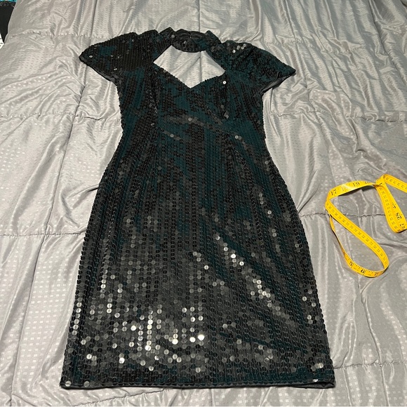 Peak evenings black sequins dress hand beaded size 8 - Picture 3 of 10